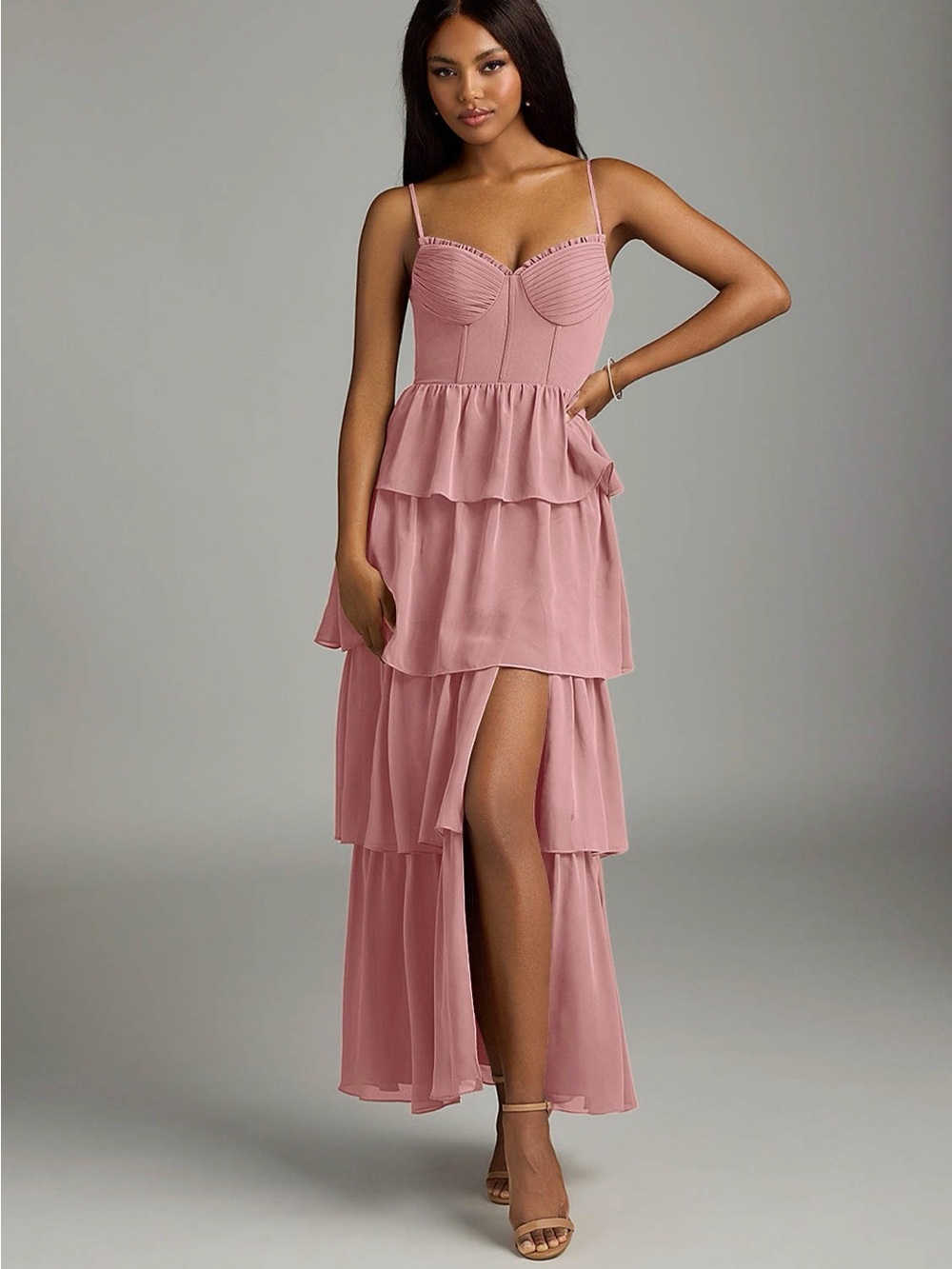Birdy Grey Tiered Ruffle Maxi Dress - Dusty Rose